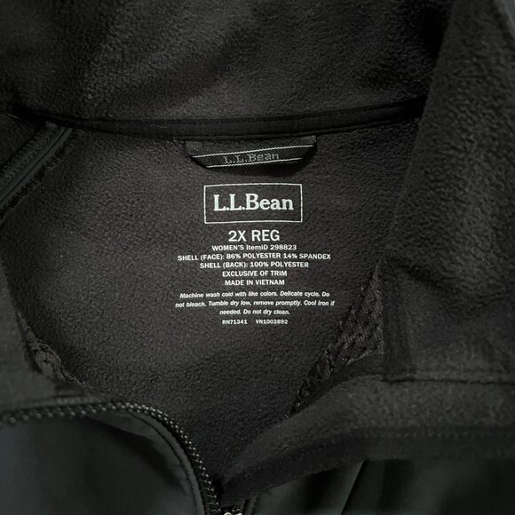 LL Bean Soft Shell Zip Up Jacket Black Womens 2X Regular - Picture 3 of 4